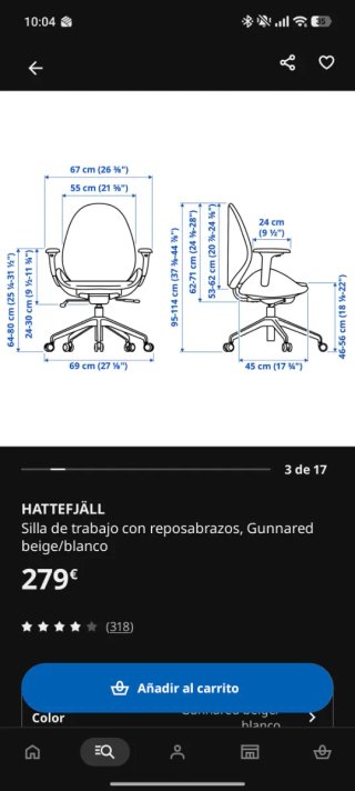 Silla escritorio IKEA Hattefjäll sin reposabrazos