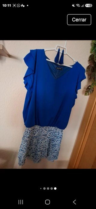 Vestido Zafiro Azul/Blanco Talla L/XL Nuevo