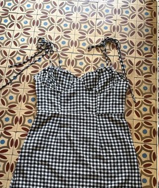 Vestido Shein cuadros blanco y negro Talla L