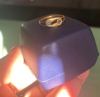 Anillo Antiguo Oro 14kGF con Piedras Azules