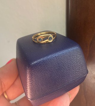 Anillo Antiguo Oro 14kGF con Piedras Azules