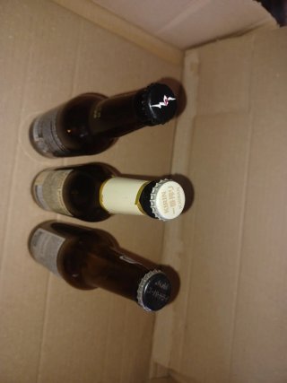Collezione di bottiglie di birra vuote