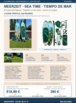 2 Tablas HUIKE Tropical SUP & Kayak 2-en-1