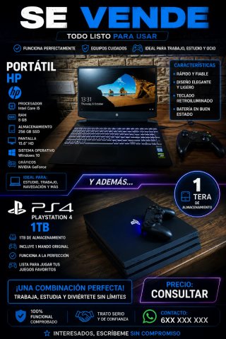 Portátil HP + PS4 1TB