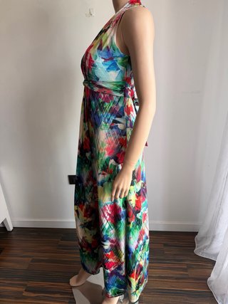 Vestido largo estampado multicolor talla única