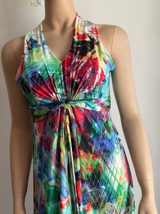 Vestido largo estampado multicolor talla única