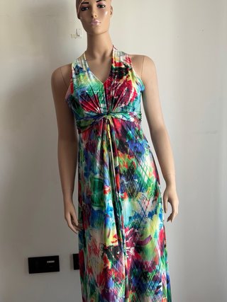 Vestido largo estampado multicolor talla única