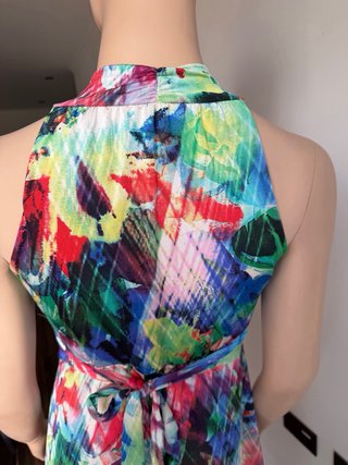 Vestido largo estampado multicolor talla única