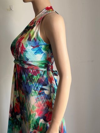 Vestido largo estampado multicolor talla única