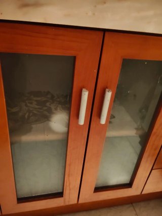 Mueble de baño y espejo madera y mármol
