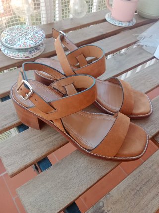 Sandalias Guglielmo Rotta tacón piel marrón