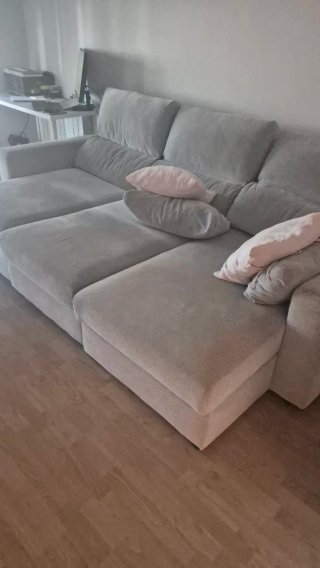 Sofá chaise longue gris tela