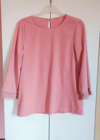 Blusa Rosa Palo Manga 3/4 Encaje