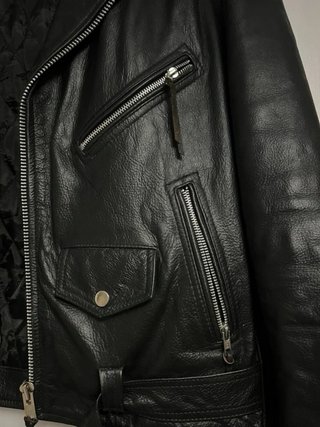 Chaqueta Biker Cuero Vintage Negra