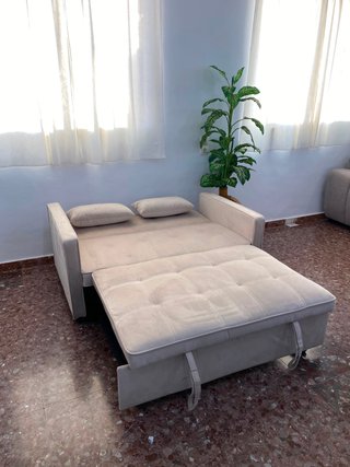 Sofá cama japon beige terciopelo