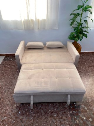 Sofá cama japon beige terciopelo