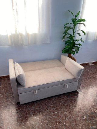 Sofá cama japon beige terciopelo