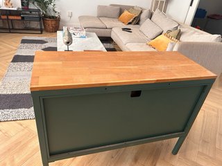 Mueble TV verde y madera 100x40x75