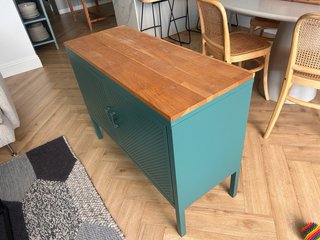 Mueble TV verde y madera 100x40x75