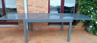 Mesa extensible terraza cristal y metal