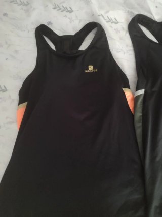 Conjunto 2 Camisetas Deportivas Mujer Negro Naranj