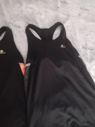Conjunto 2 Camisetas Deportivas Mujer Negro Naranj