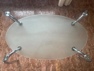 Mesa cristal templado patas cromadas curvas