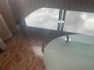 Mesa cristal templado patas cromadas curvas