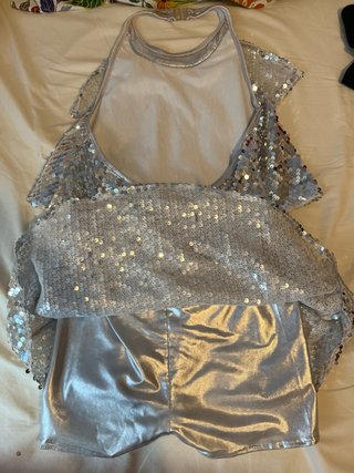 Maillot plateado lentejuelas talla 14-15