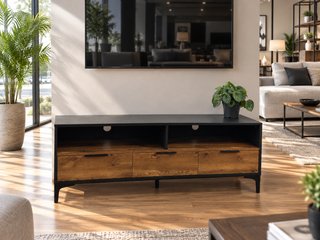 Mueble TV 3 cajones Negro/Madera