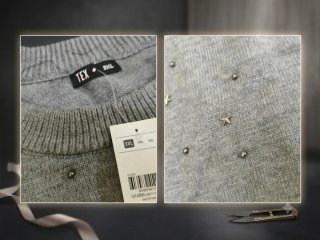 Jersey gris oversize con pedrería