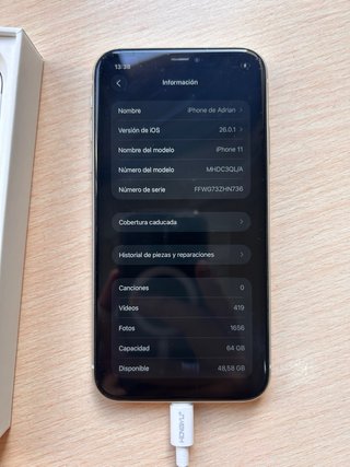 iPhone 11 Blanco 64GB SIN FACE ID PERFECTO ESTADO