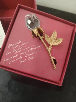 Spilla Rosa Cristallo Swarovski Vintage Anni 90