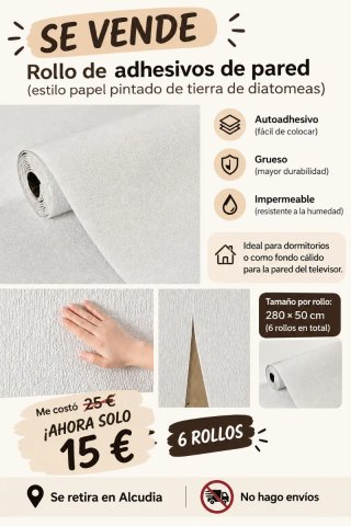 Rollo adhesivo pared tierra diatomeas 6 rollos