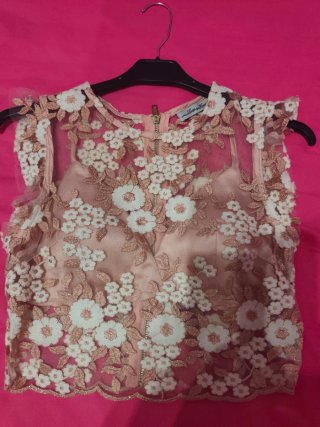 Conjunto 2 piezas fiesta/boda top encaje