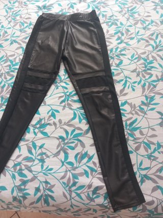 Pantaloni donna neri effetto pelle