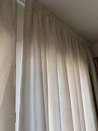 Cortinas Algodón Piqué Beige/Blanco