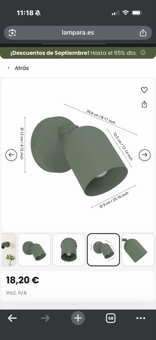 2 Focos de pared Tilston verde oscuro acero (2x1)