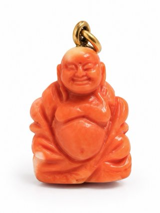 Colgante Buda Coral y Oro 18k