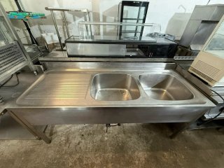 Fregadero industrial doble seno