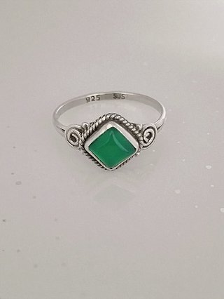 Anillo Plata 925 Aventurina verde