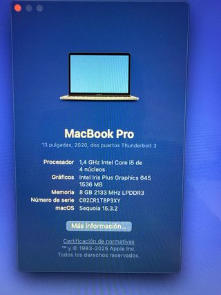MacBook Pro 2020 Plata/Gris Espacial
