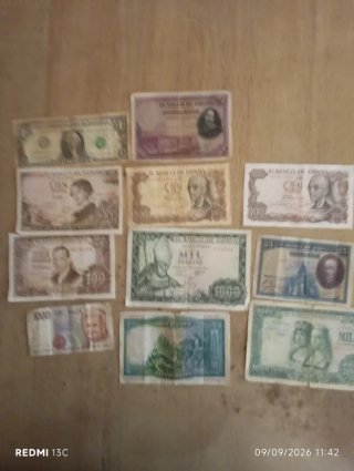 Lote de billetes antiguos españoles