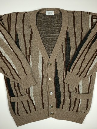Cardigan Uomo MAGGI Vintage Lana Vergine Fantasia