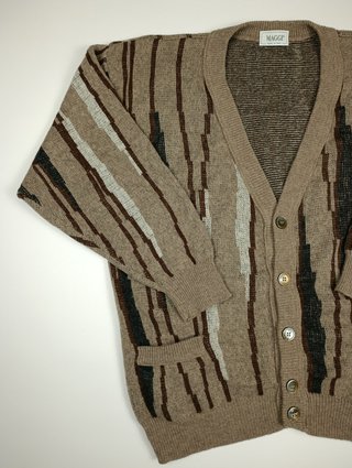 Cardigan Uomo MAGGI Vintage Lana Vergine Fantasia