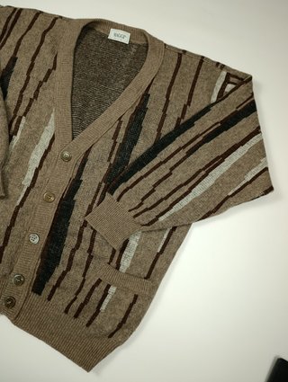 Cardigan Uomo MAGGI Vintage Lana Vergine Fantasia