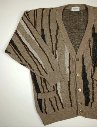 Cardigan Uomo MAGGI Vintage Lana Vergine Fantasia