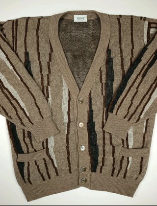 Cardigan Uomo MAGGI Vintage Lana Vergine Fantasia
