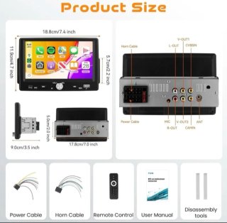 Radio Coche Pantalla 7 CarPlay 1 Din