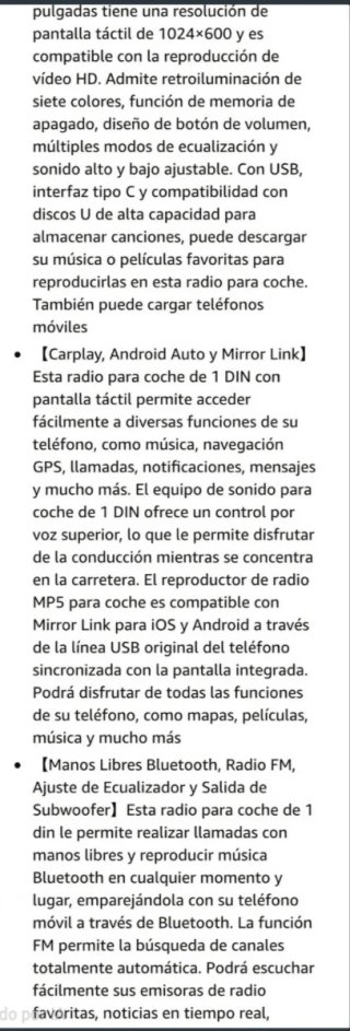 Radio Coche Pantalla 7 CarPlay 1 Din